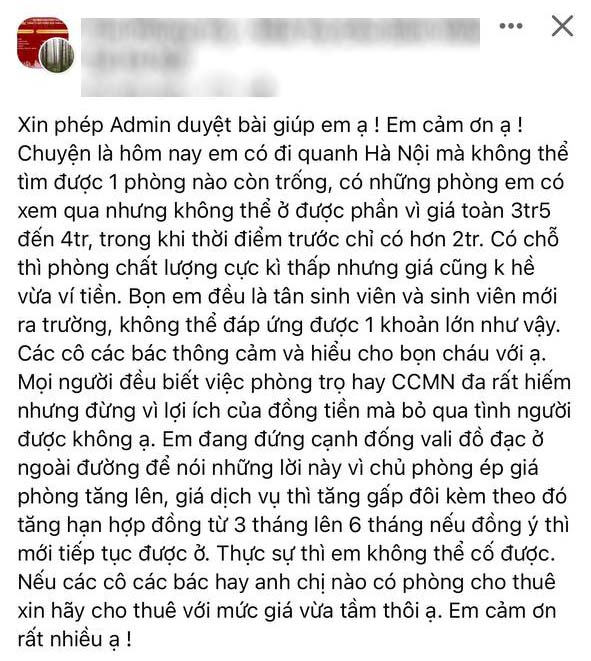  Sinh viên bất lực nhìn nhà trọ tăng giá mức trên trời: 4-5 triệu đồng/tháng chưa tính tiền điện, nước - Ảnh 2.