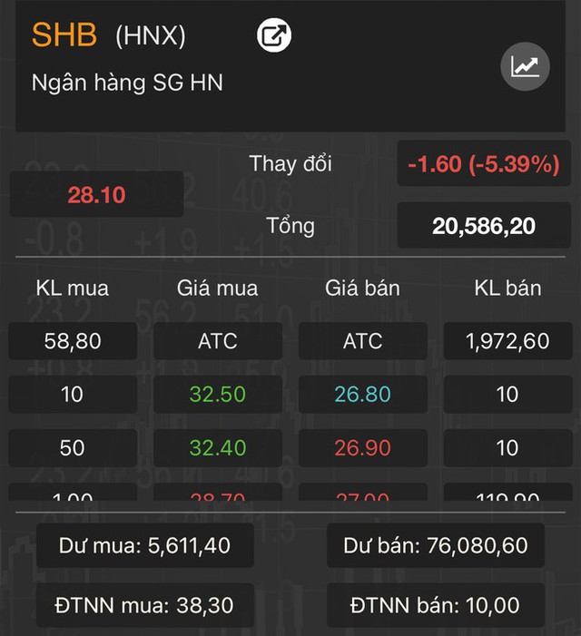 Cổ phiếu SHB có hiện tượng chất bán hiếm thấy - Ảnh 1.