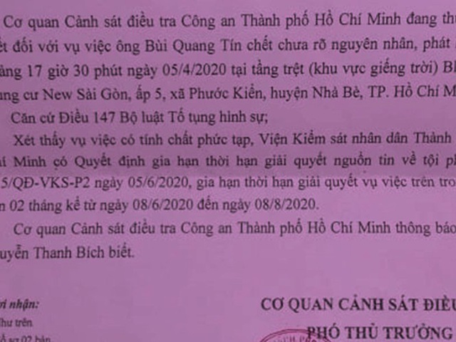 Gia hạn giải quyết vụ tiến sĩ Bùi Quang Tín rơi lầu tử vong - Ảnh 1.