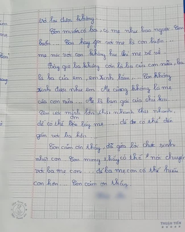  Cha mẹ ly hôn rồi có hạnh phúc mới, cô bé lớp 9 viết thư đầy xót xa gửi thầy giáo cũ: Sinh nhật con chẳng còn ai nhớ tới, con ước có ba có mẹ như bao người - Ảnh 4.