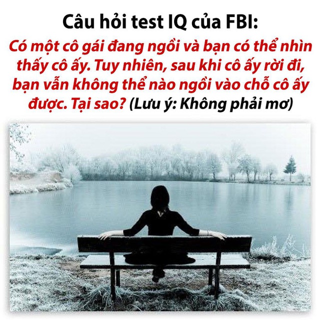 Câu hỏi test IQ của FBI: “Tại sao không ngồi được vào chỗ của cô gái?” - Đáp án dễ ợt, người tinh ý 3s đoán ra ngay! - Ảnh 1.