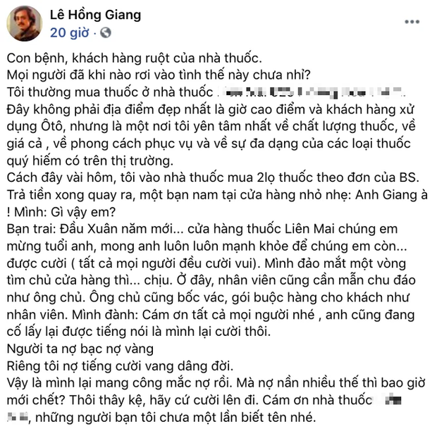 NS Giang Còi đi mua thuốc chữa bệnh, ai dè được nhân viên nhà thuốc lì xì lại số tiền... gấp 5 lần: Tình người đáng quý là đây! - Ảnh 1.