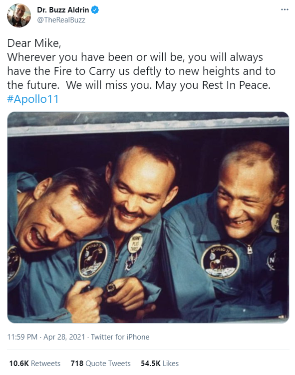 Phi hành gia huyền thoại Michael Collins, một trong ba người bay lên Mặt Trăng trên Apollo 11, qua đời ở tuổi 90 - Ảnh 2.