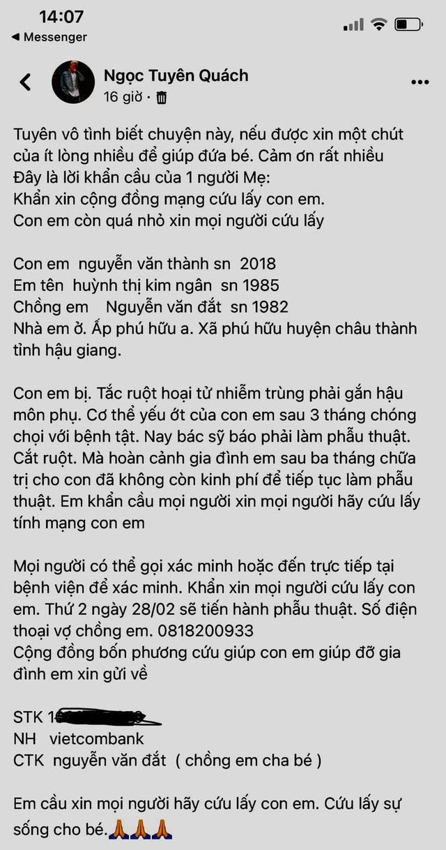 Thực hư: Nhiều nghệ sỹ kêu gọi quyên góp giúp 1 bé chữa bệnh, có người ủng cả trăm triệu, nhưng đến viện kiểm tra thì phát hiện không có bệnh nhân nào như vậy? - Ảnh 1.