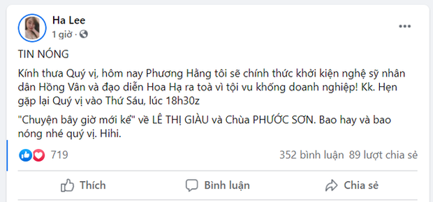  Toàn cảnh drama bà Phương Hằng và dàn sao Vbiz: Mỗi ngày đều réo tên NS Hoài Linh, đòi kiện Hồng Vân, khiến cả showbiz dậy sóng - Ảnh 14.