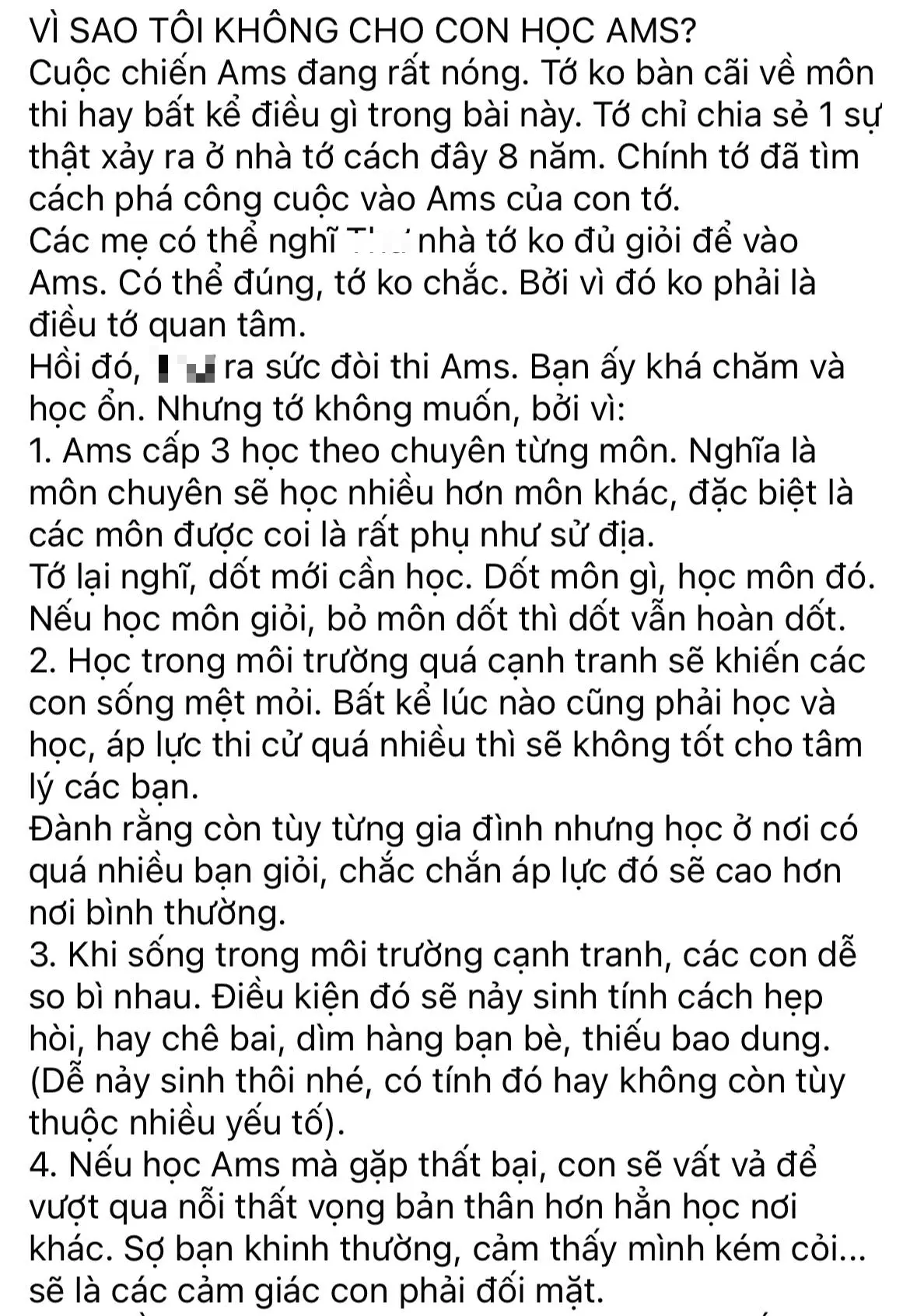 Phụ huynh chia sẻ "không cho con học trường Ams" thổi bùng tranh cãi - Ảnh 1.