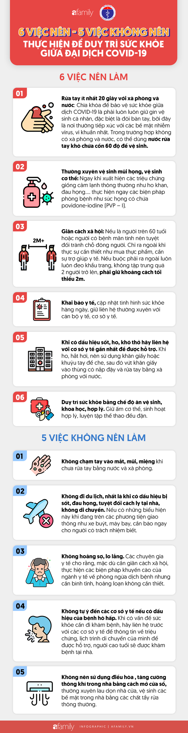 Dịch Covid-19 có dấu hiệu lây nhiễm trong cộng đồng: Bộ Y tế khuyến cáo 6 việc NÊN - 5 việc KHÔNG NÊN thực hiện để duy trì và bảo vệ sức khỏe - Ảnh 1.