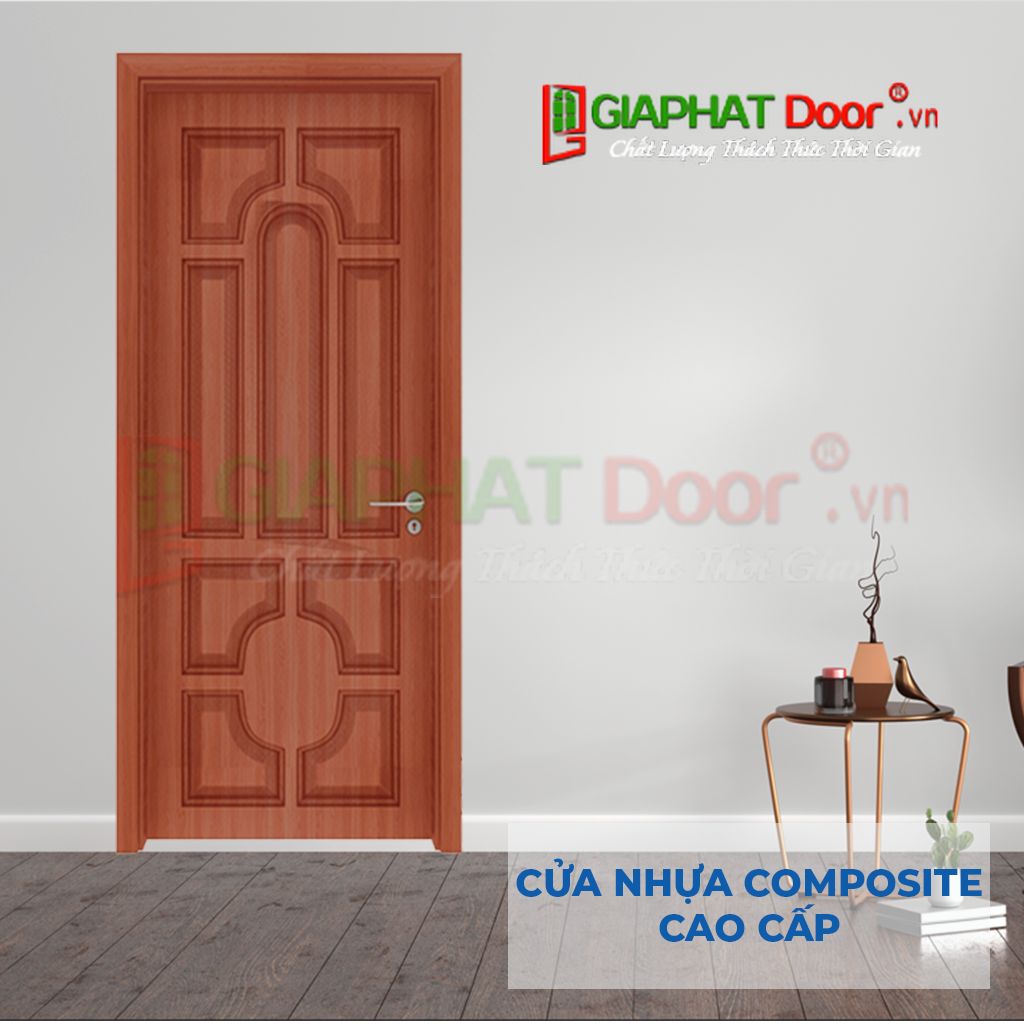 Cửa nhựa composite ô huỳnh sang trọng, họa tiết phong phú