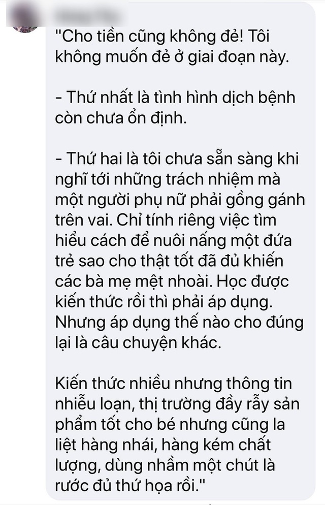 Tranh cãi đẻ hay không đẻ kịch liệt, có mẹ tuyên bố cho tiền cũng không với lý do vô cùng thuyết phục - Ảnh 4.