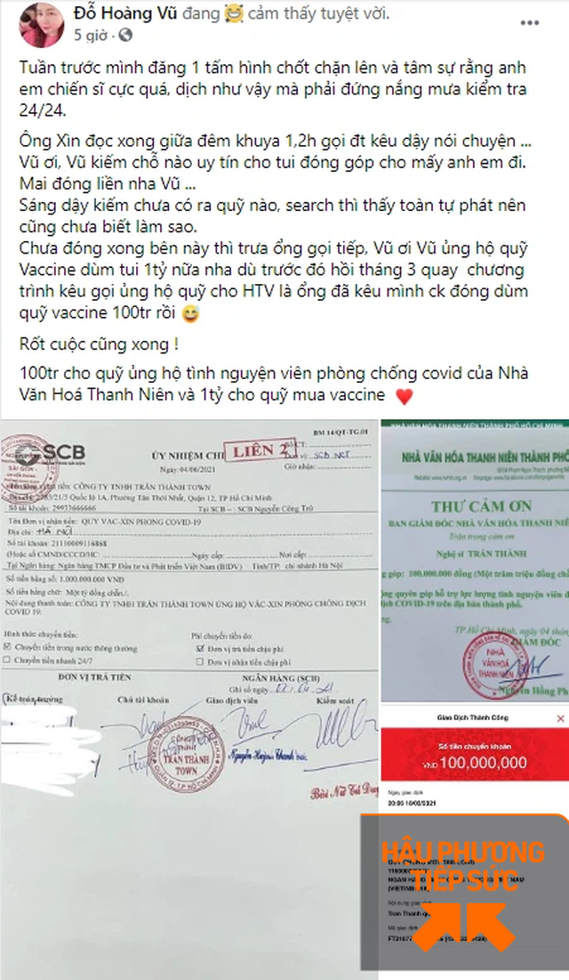 MC Trấn Thành ủng hộ 1,1 tỷ đồng hỗ trợ Quỹ vaccine COVID-19 và những tình nguyện viên đang phòng chống dịch: Giữ quan điểm cứu người như cứu hỏa sau loạt ồn ào về hoạt động từ thiện - Ảnh 1.