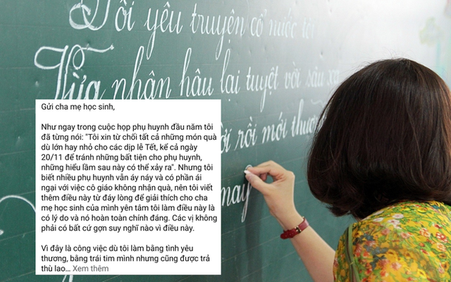 Bức thư gây sốt của cô giáo tri ân ngược phụ huynh ngày 20/11, giải thích lý do đầy thuyết phục vì sao không nhận quà cũng chẳng nhận hoa - Ảnh 1.