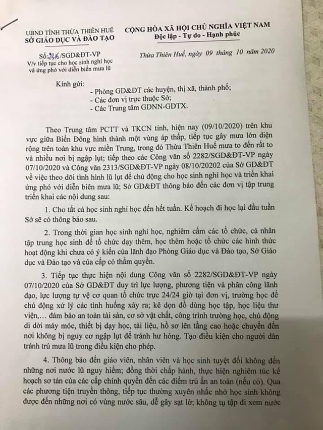 Cập nhật 9/10: 4 địa phương ra thông báo khẩn cho học sinh nghỉ học, có nơi nghỉ đến hết tuần - Ảnh 2.