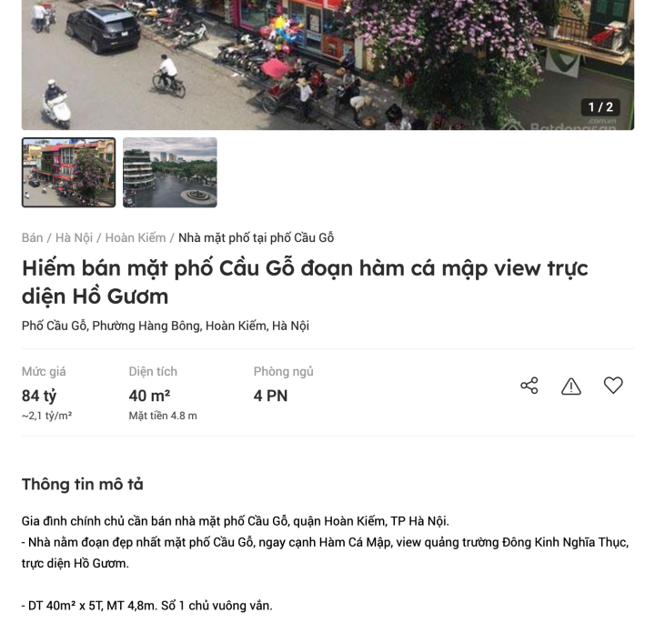 Nhà phố cổ Hà Nội ồ ạt rao bán: Giá đắt giật mình 2,1 tỷ đồng/m2, chỉ siêu giàu mới dám mua - Ảnh 1.