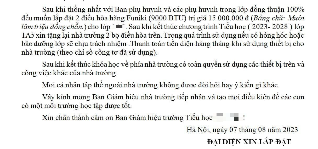 Tranh luận gay gắt chuyện "muốn lắp điều hòa cho con thì phải tặng lại trường", phụ huynh nói gì? - Ảnh 1.