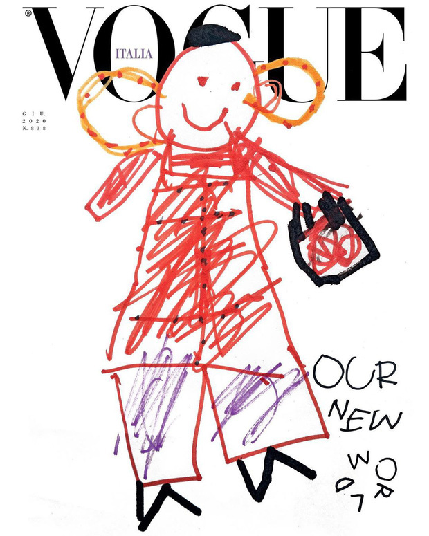 Nối gót Gucci, Vogue Ý cũng post ảnh bìa được vẽ nguệch ngoạc nhưng ý nghĩa đằng sau lại thật ấm lòng - Ảnh 1.