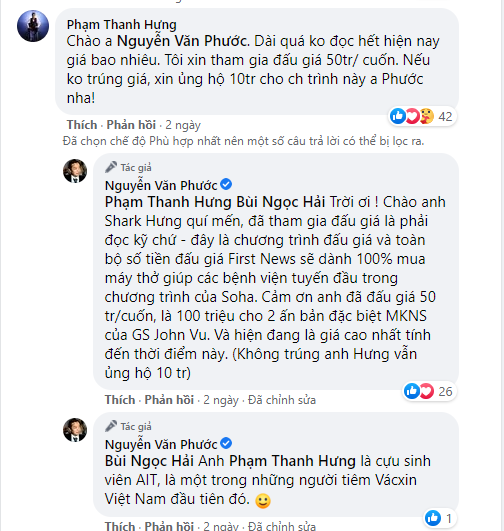 Shark Phạm Thanh Hưng trả giá 100 triệu để đấu giá 2 cuốn Muôn Kiếp Nhân Sinh, gây quỹ mua máy thở hỗ trợ chống COVID-19 - Ảnh 1.
