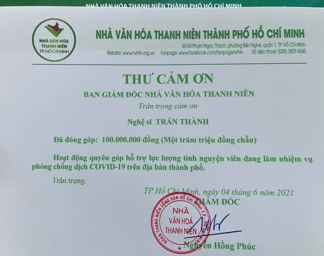 MC Trấn Thành ủng hộ 1,1 tỷ đồng hỗ trợ Quỹ vaccine COVID-19 và những tình nguyện viên đang phòng chống dịch: Giữ quan điểm cứu người như cứu hỏa sau loạt ồn ào về hoạt động từ thiện - Ảnh 3.