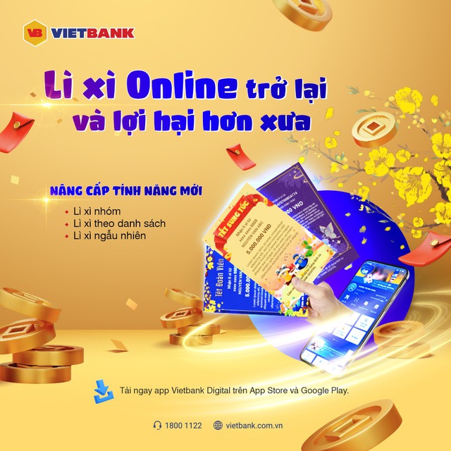 Trao lộc đầu năm với lì xì online trên app Vietbank Digital - Ảnh 1.
